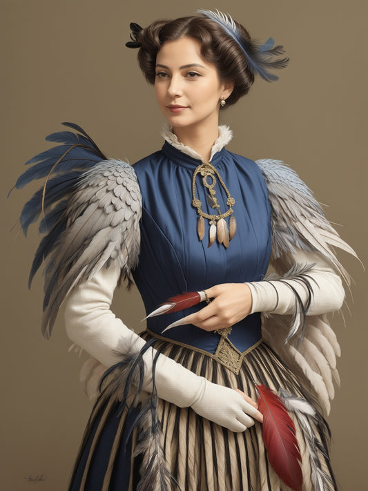 A Lady in Feather Dress - (PNG & PSD Files)